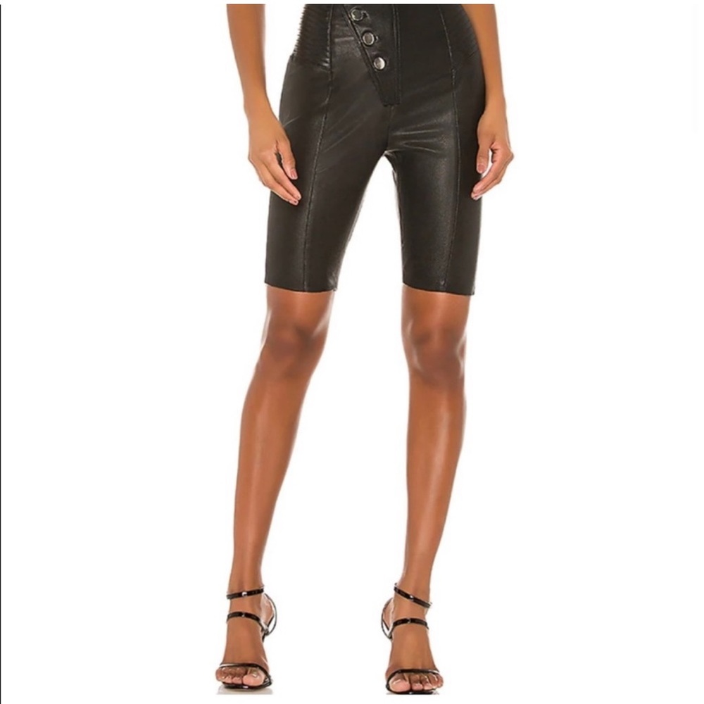 Camila Coelho Leather knee height leather biker shorts